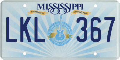 MS license plate LKL367