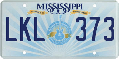 MS license plate LKL373