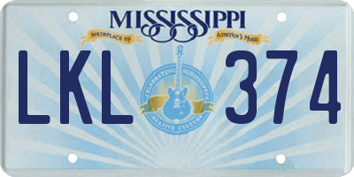 MS license plate LKL374