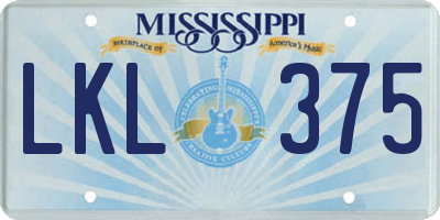 MS license plate LKL375