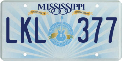 MS license plate LKL377