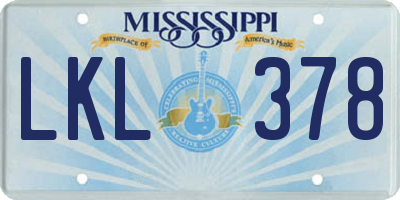 MS license plate LKL378