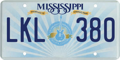 MS license plate LKL380