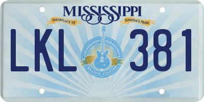 MS license plate LKL381