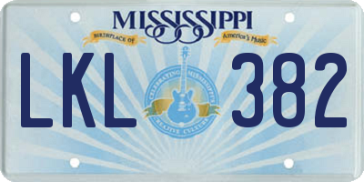 MS license plate LKL382