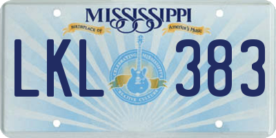 MS license plate LKL383
