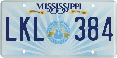 MS license plate LKL384