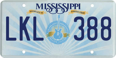 MS license plate LKL388