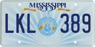 MS license plate LKL389