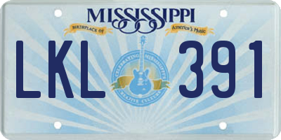 MS license plate LKL391