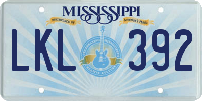 MS license plate LKL392