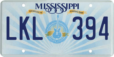 MS license plate LKL394