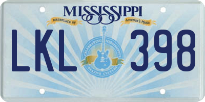 MS license plate LKL398