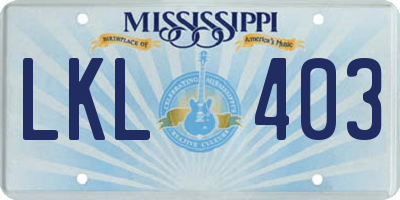 MS license plate LKL403