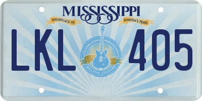 MS license plate LKL405