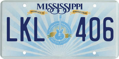 MS license plate LKL406
