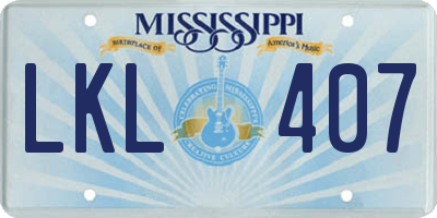MS license plate LKL407