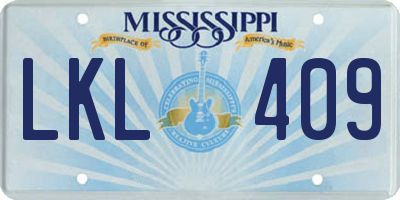 MS license plate LKL409