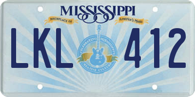 MS license plate LKL412