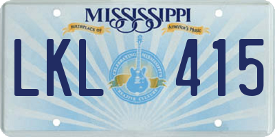 MS license plate LKL415