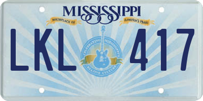 MS license plate LKL417