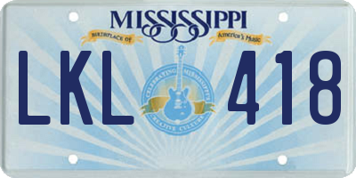 MS license plate LKL418
