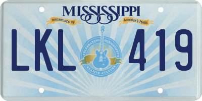 MS license plate LKL419