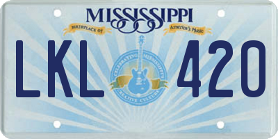 MS license plate LKL420