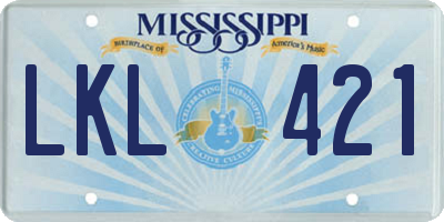 MS license plate LKL421