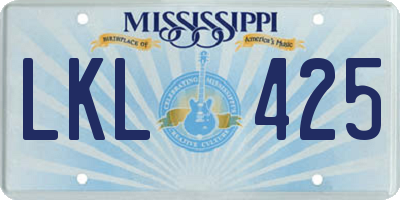 MS license plate LKL425