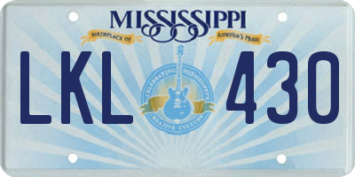 MS license plate LKL430