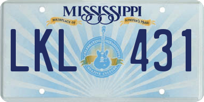 MS license plate LKL431