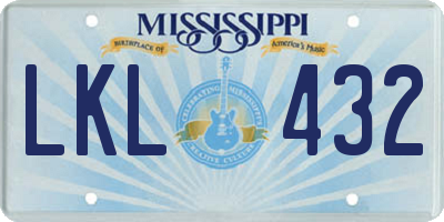 MS license plate LKL432