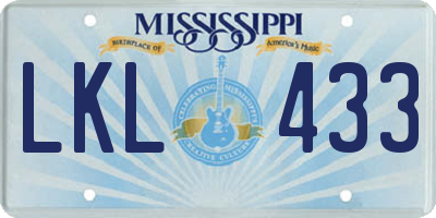MS license plate LKL433