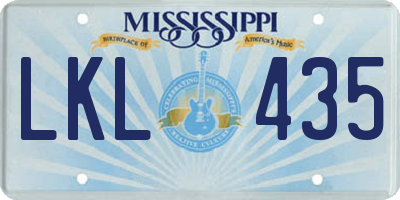 MS license plate LKL435
