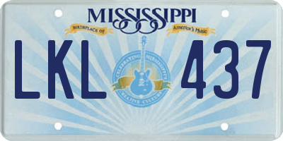 MS license plate LKL437