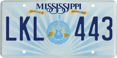 MS license plate LKL443