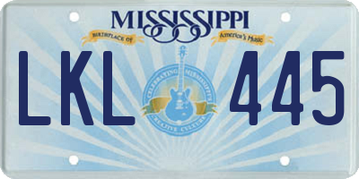 MS license plate LKL445