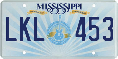 MS license plate LKL453