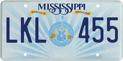 MS license plate LKL455