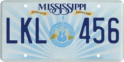 MS license plate LKL456