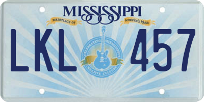 MS license plate LKL457