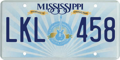 MS license plate LKL458