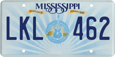 MS license plate LKL462