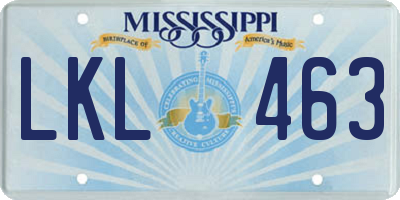 MS license plate LKL463