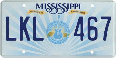 MS license plate LKL467