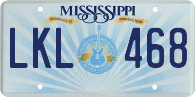 MS license plate LKL468