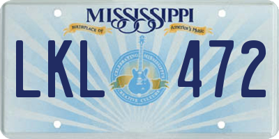 MS license plate LKL472