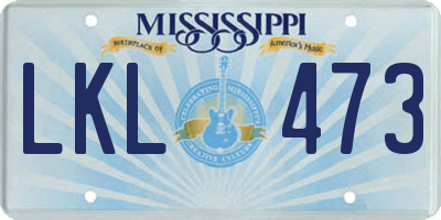 MS license plate LKL473