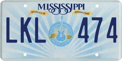 MS license plate LKL474